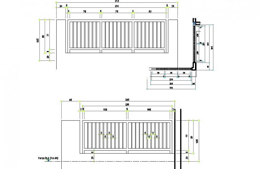 2d drawings details railing CAD design blocks dwg autocad file