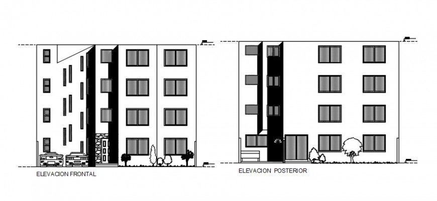 2d Drawings elevation of apartment autocad software file