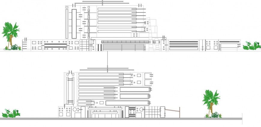 2d drawings elevation of commercial building blocks dwg autocad file