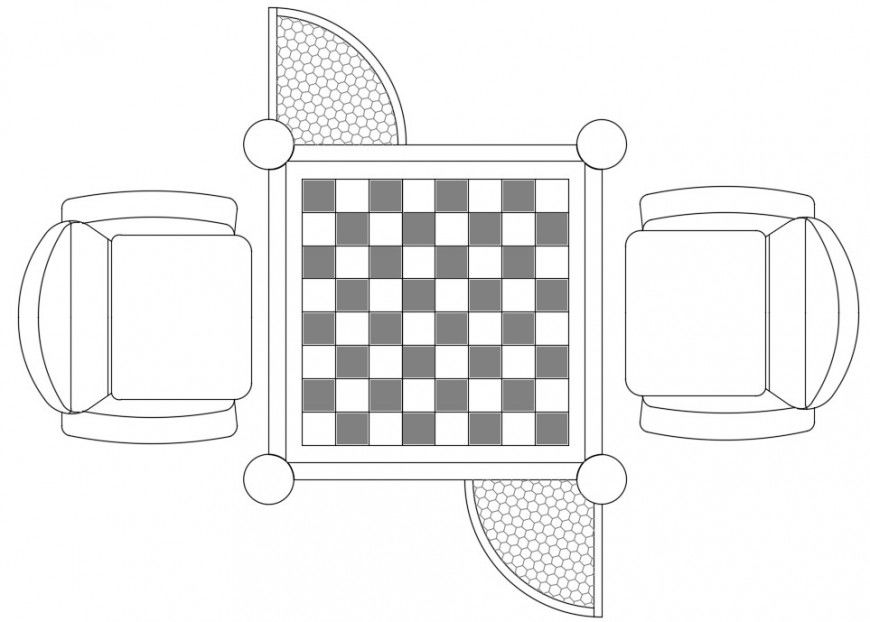 2d drawings elevation of square chess and chair dwg file