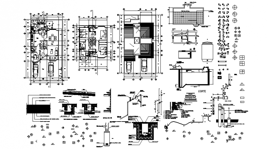 2d drawings of house layout floor detailing plan autocad software file