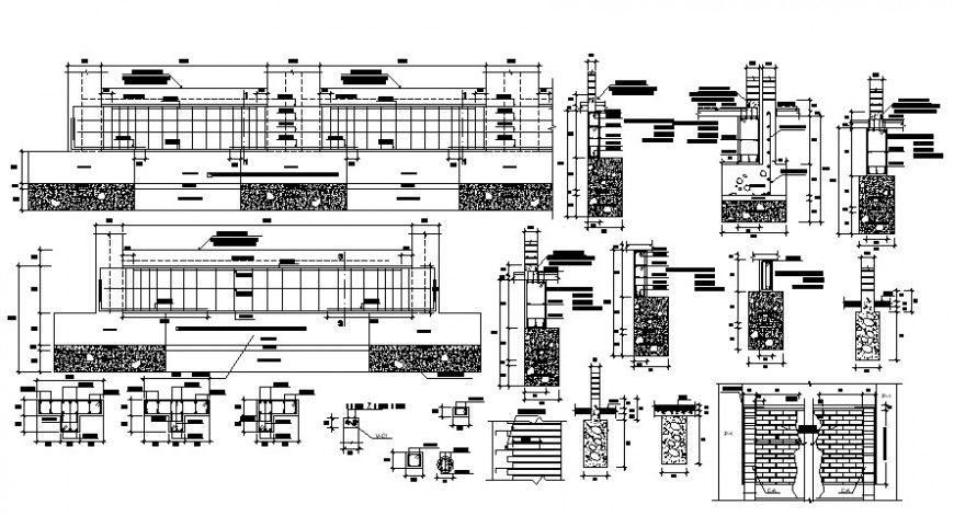 2d drawings of RCC structural blocks autocad software file