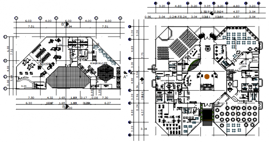 2d drawings plan of a hotel building project in autocad software file
