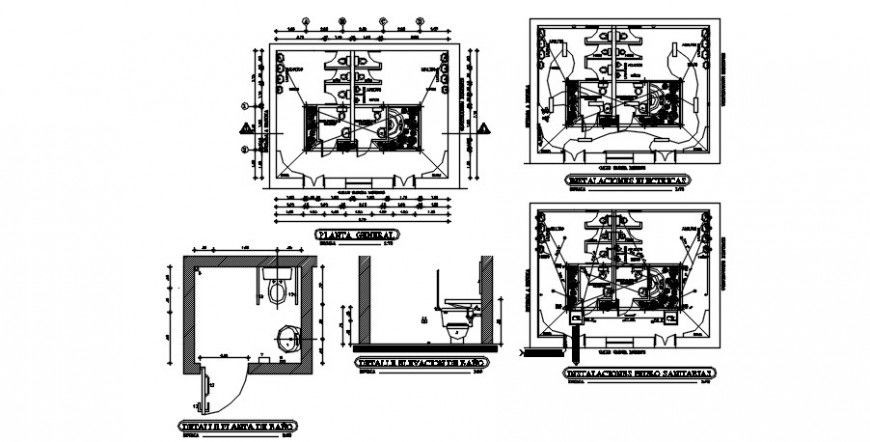2d elevation and sectional details of sanitary toilet dwg file