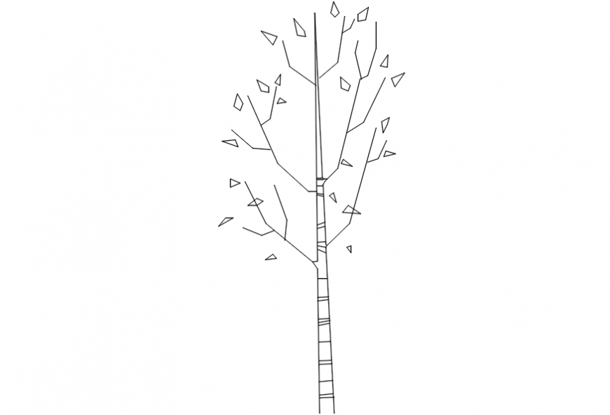 2d elevation block details of green tree dwg file