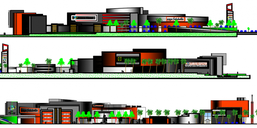 2d Elevation design of building drawing cad file