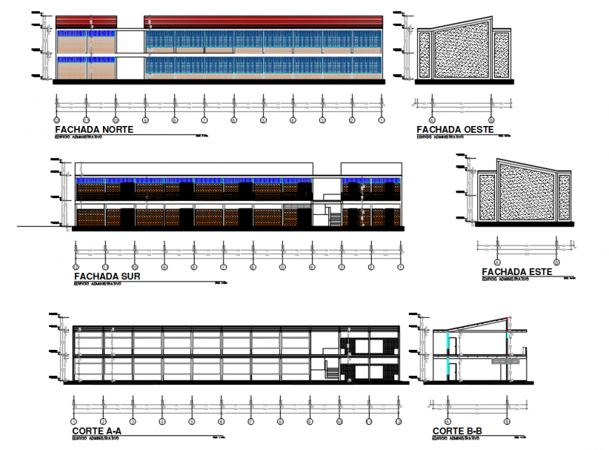 2d Elevation design of institute building