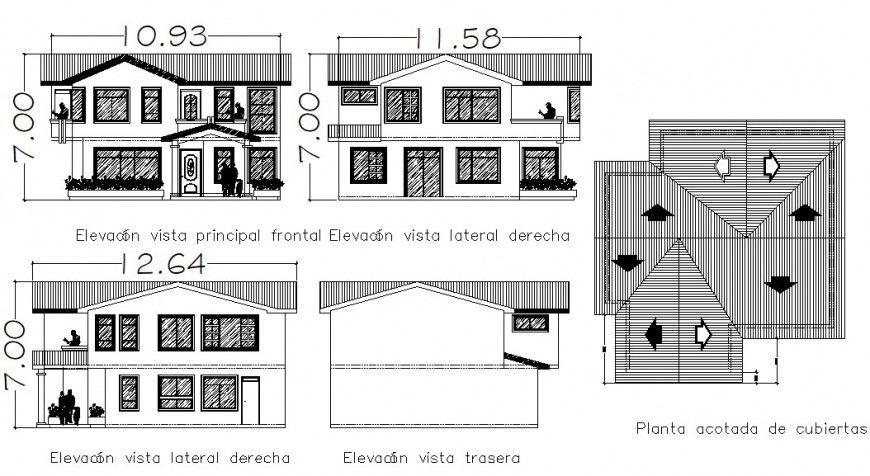 2d elevation drawings details of building apartment units dwg file