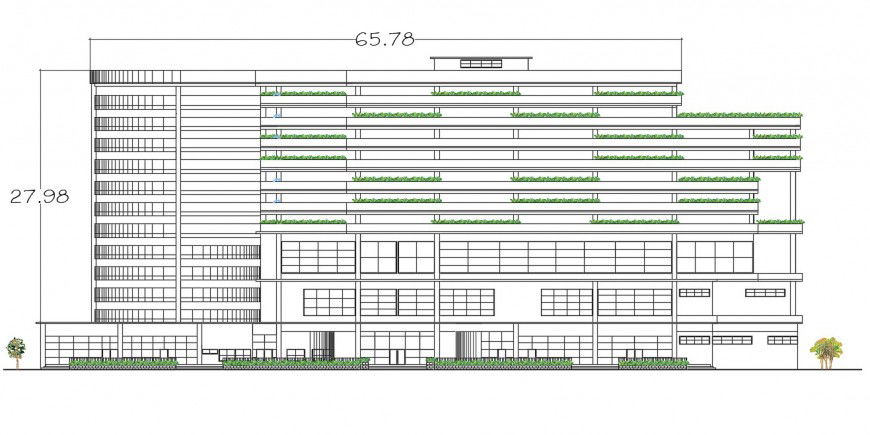2d elevation drawings of commerce building blocks dwg autocad file