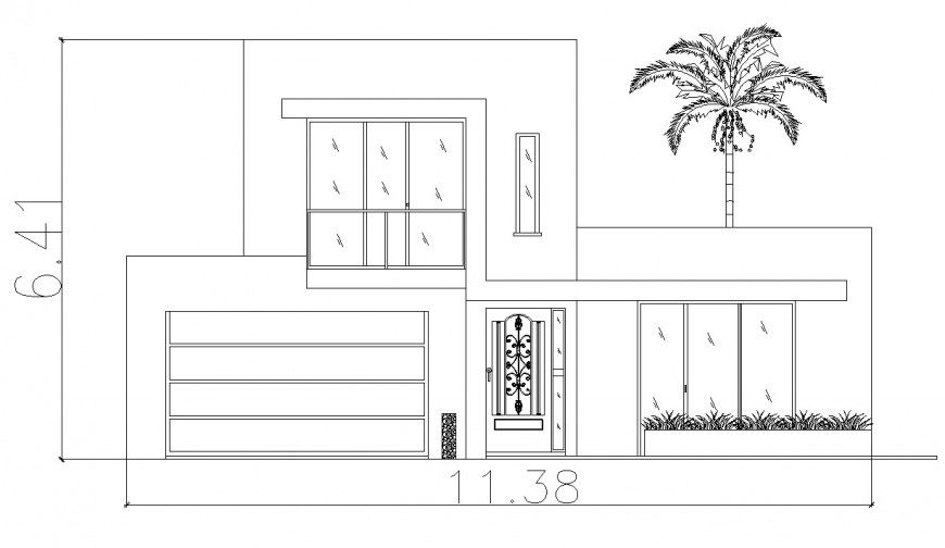 2d elevation of housing apartment dwg autocad software file