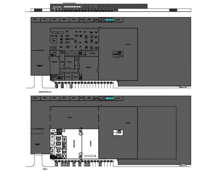 2d factory building elevation and plan dwg AutoCAD file