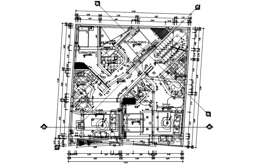 2d floor layout plan of residential house autocad software drawings