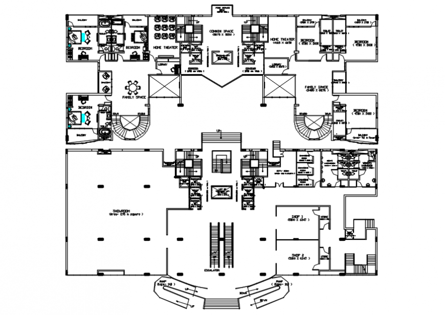 2d floor plan drawings details of residential building units dwg file