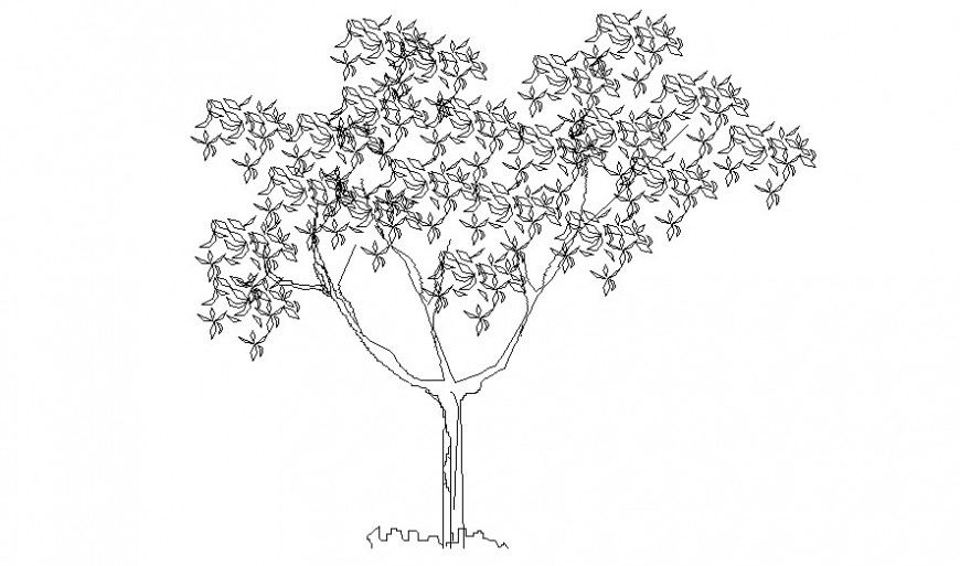 2D front view of trees block autocad