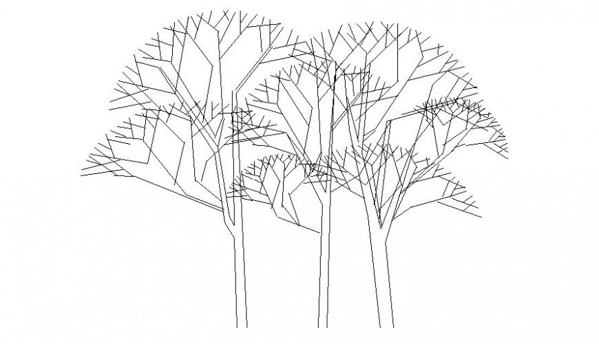 2D front view of trees blocks unit autocad file