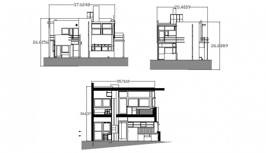 2d house elevation design autocad file
