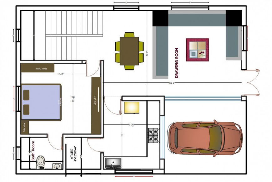 2d House layout plan cad file