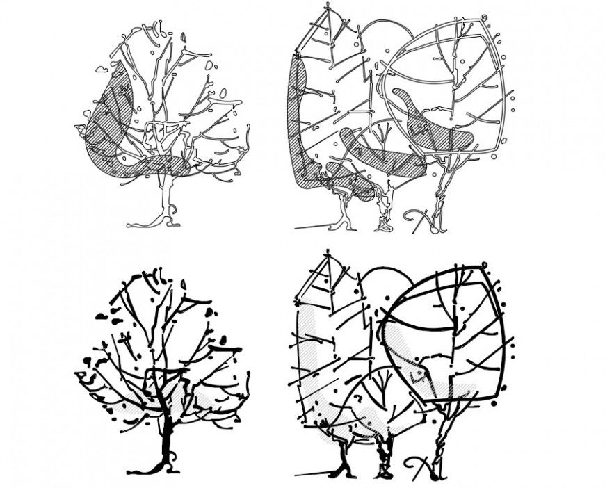2d landscaping units blocks of tress dwg autocad software file
