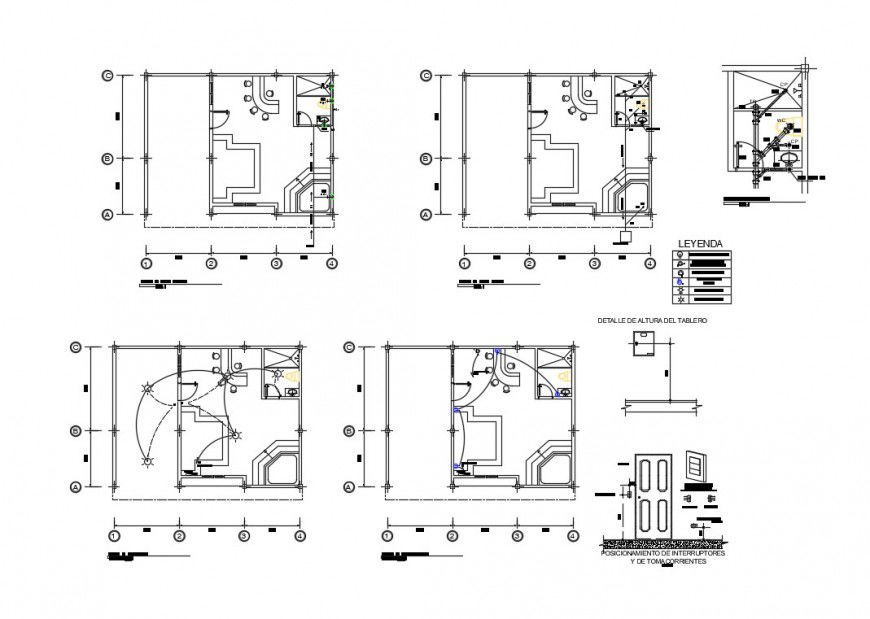 2d layout plan of a building with electrical installation detail autocad file