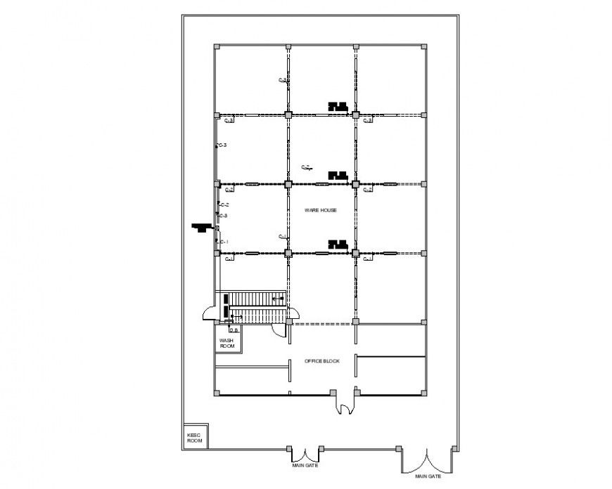 2d layout plan of an office building block autocad file
