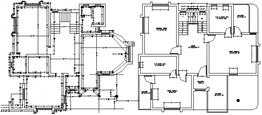 2d Layout plan of bungalow design autocad file