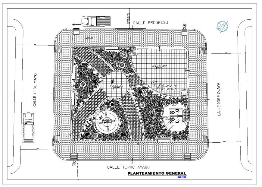 2d layout plan of garden block autocad file
