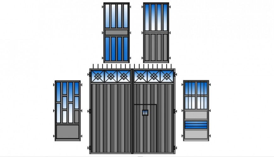2d metal door blocks detail cad file