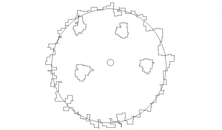 2d model of top view of tree autocad file