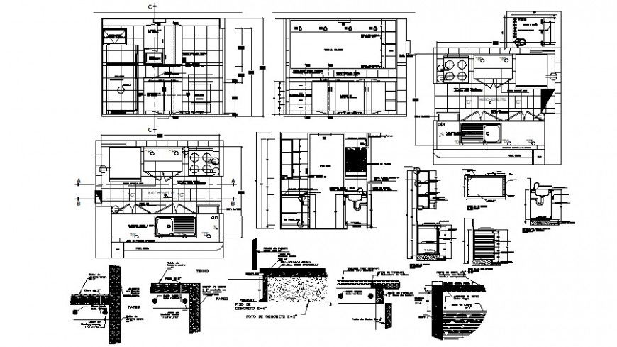2d Modular Kitchen design cad file
