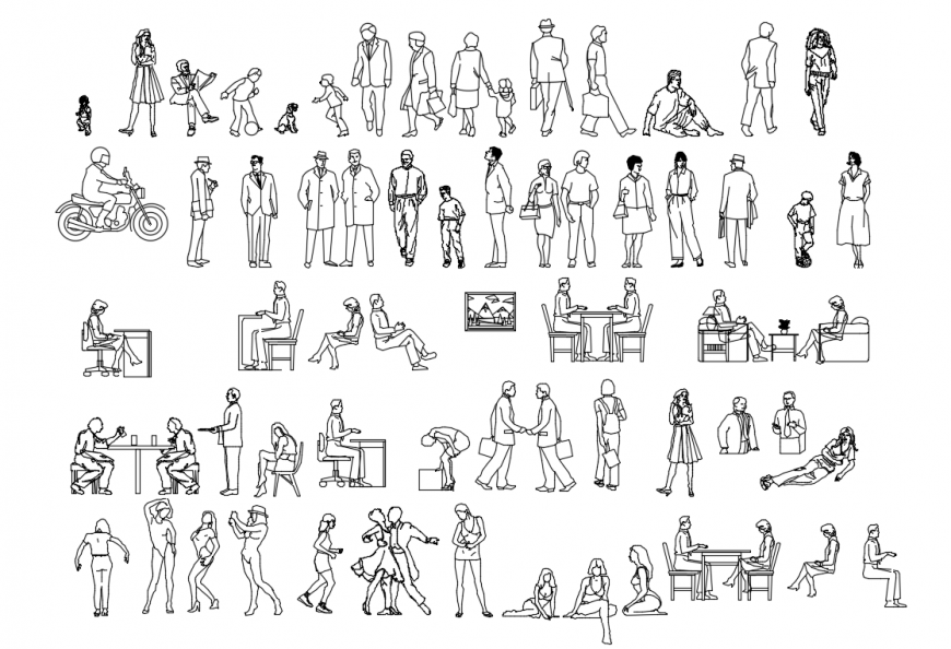 2D People Block Standing & Seating Activity Design