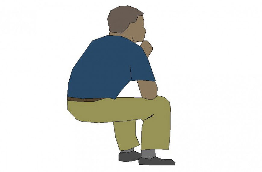 2D person sitting detail dwg file