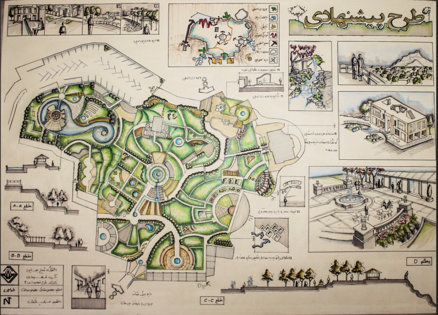 2d Plan detail of a garden area with automaton blocks photo file