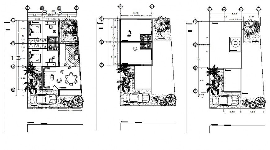 2d plan drawings details of the house furnished plan dwg file