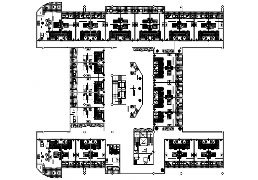 2d plan of hotel building CAD drawings details in autocad software file