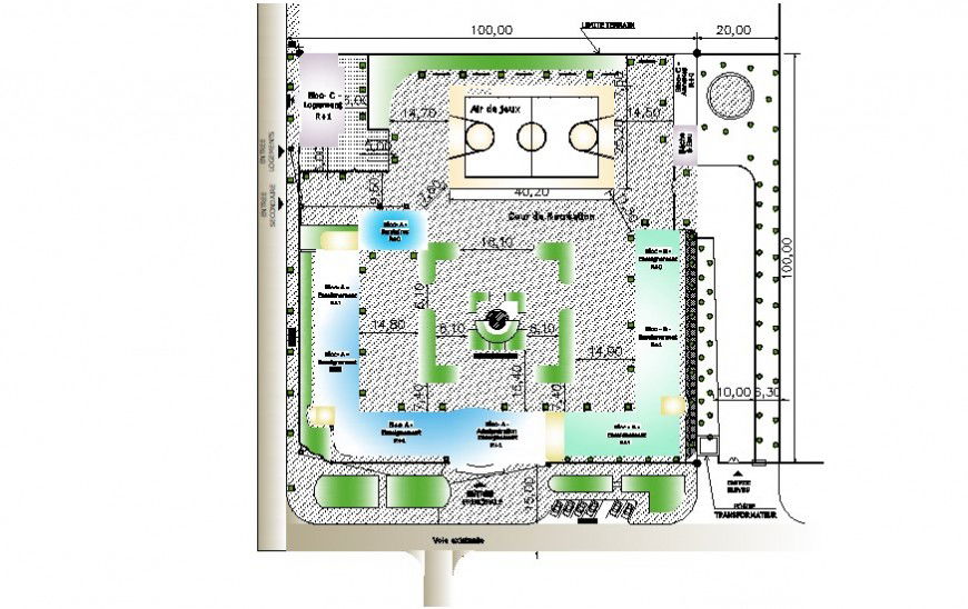 2d planning of sports area drawing dwg file