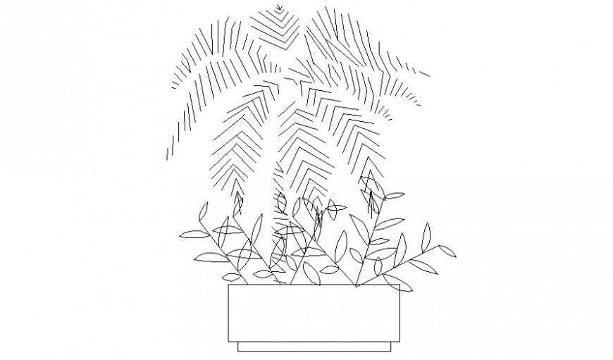 2D plant with leave elevation AutoCAD file