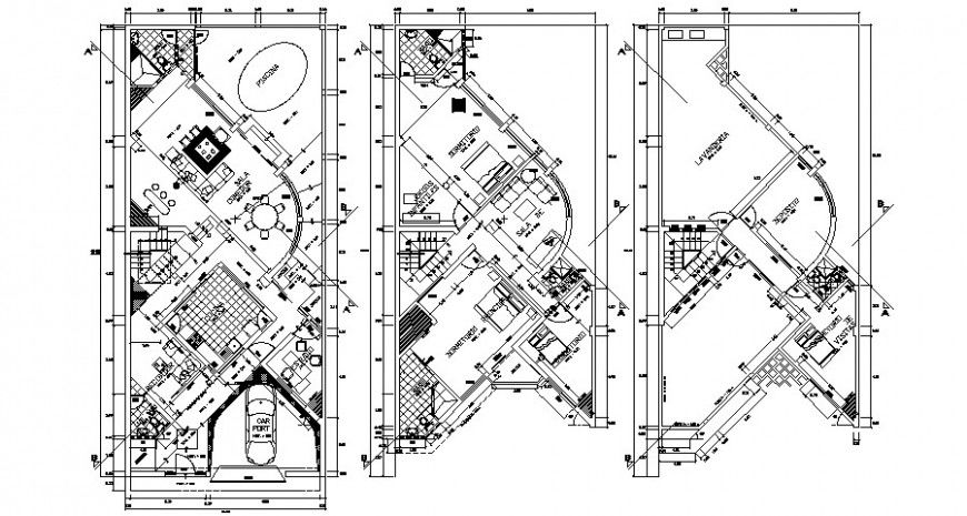 2d residence house floor detail cad file