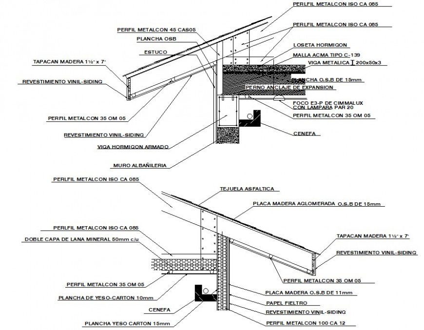 2d roof construction detail cad file