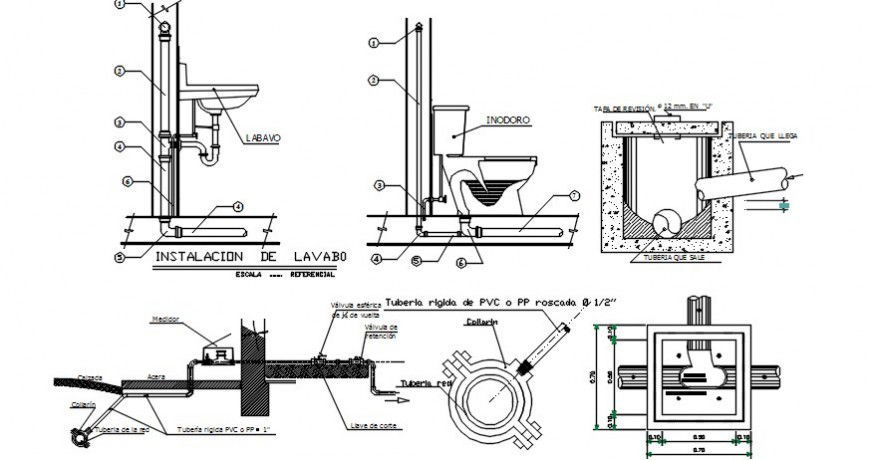 2d sanitary installation detail dwg file