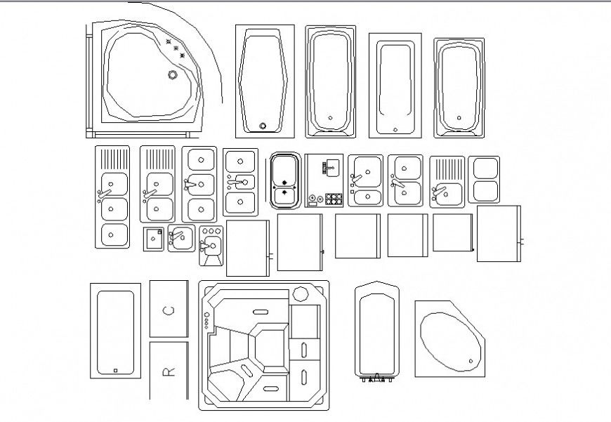 2d sanitary ware cad blocks