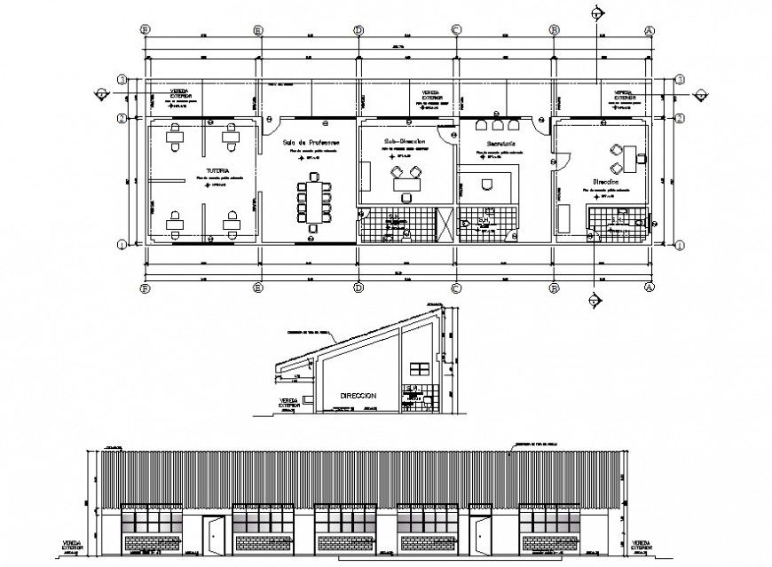 2d school office layout cad file