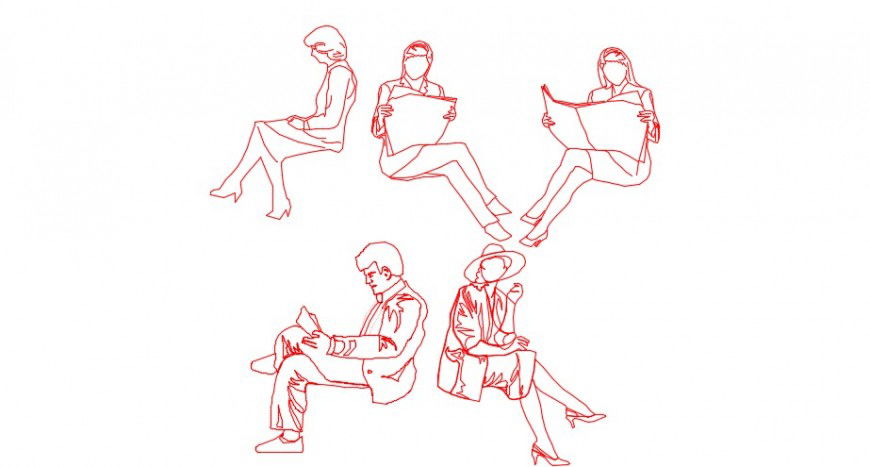 2d seating people cad file dwg file