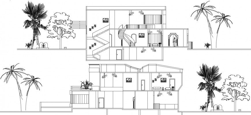 2d section drawings details of bungalow dwg autocad software file