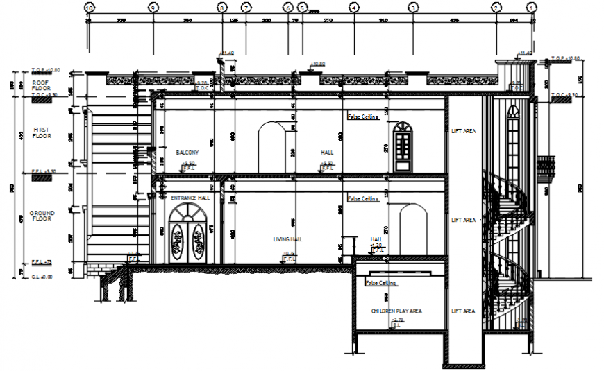 2d Section plan of multifamily house drawing