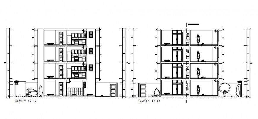 2d Sectional drawings details of apartment autocad software file