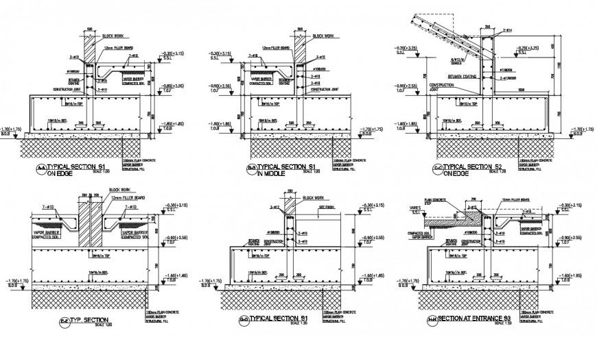 2d structural drawings details RCC combined footing dwg file