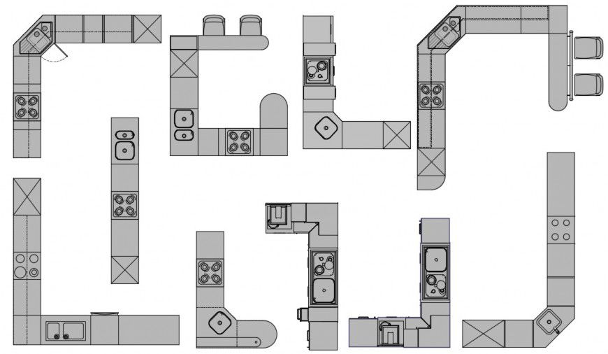2d top elevation of kitchen platform CAD drawings in autocad file