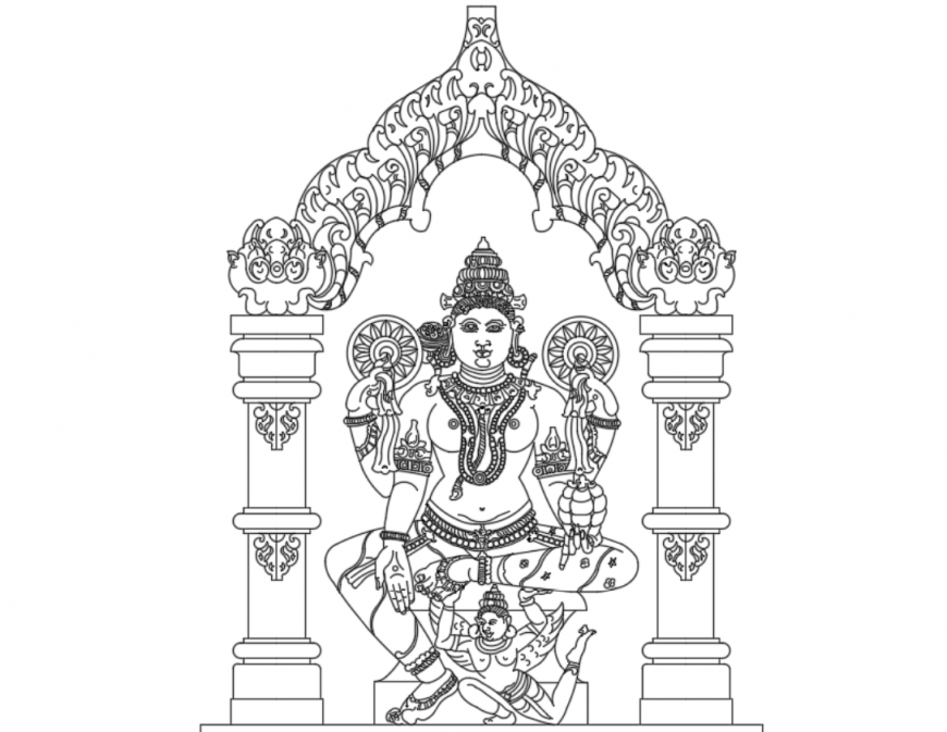 2d traditional model of temple wall drawing