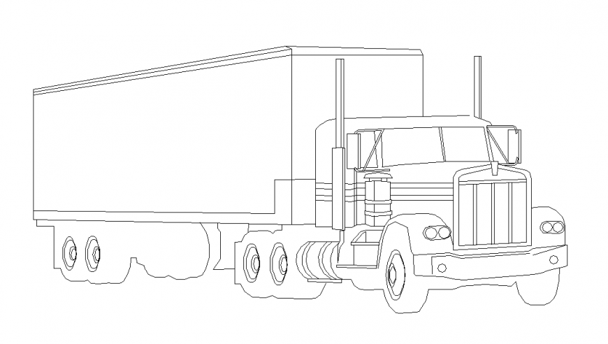 2D Truck Block Detail in Autocad Drawing design