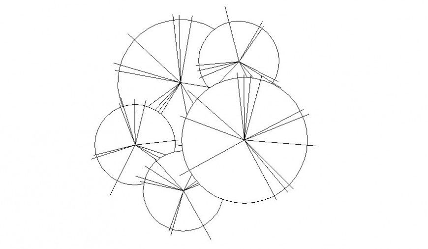 2d unit of top view of round tree autocad file